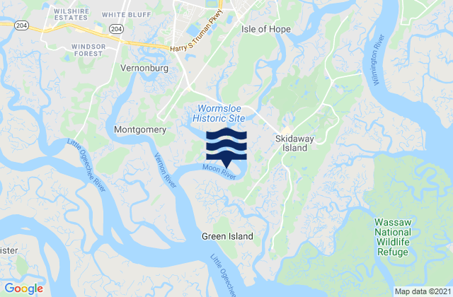 Long Island NNE of Skidaway River, United States tide chart map