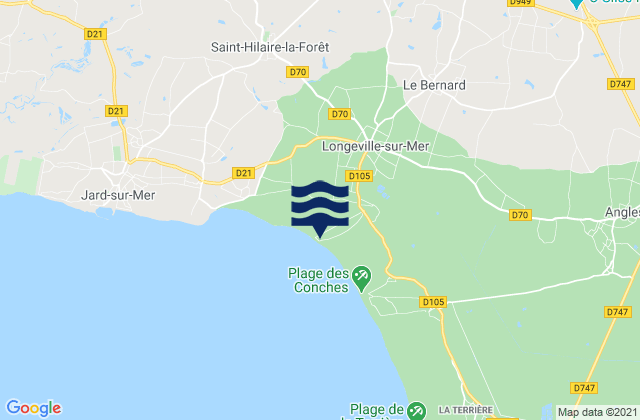 Longeville-sur-Mer, France tide times map