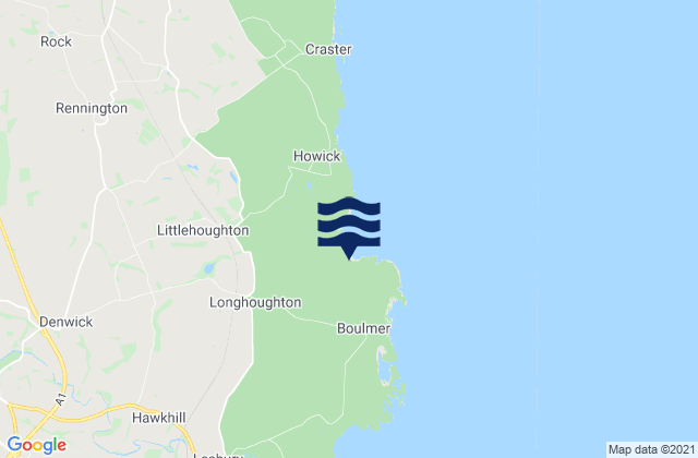 Longhoughton Beach, United Kingdom tide times map