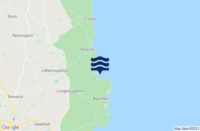 Longhoughton Steel Beach, United Kingdom tide times map
