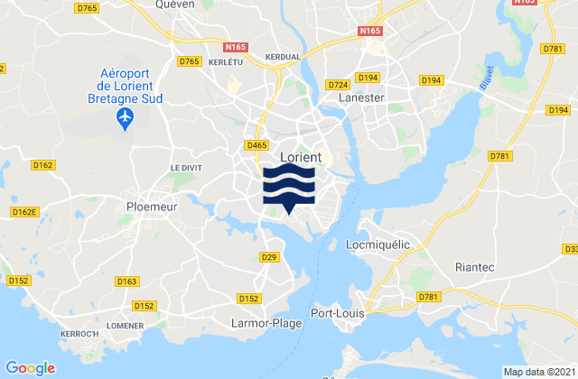 Lorient, France tide times map