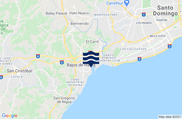 Los Alcarrizos, Dominican Republic tide times map