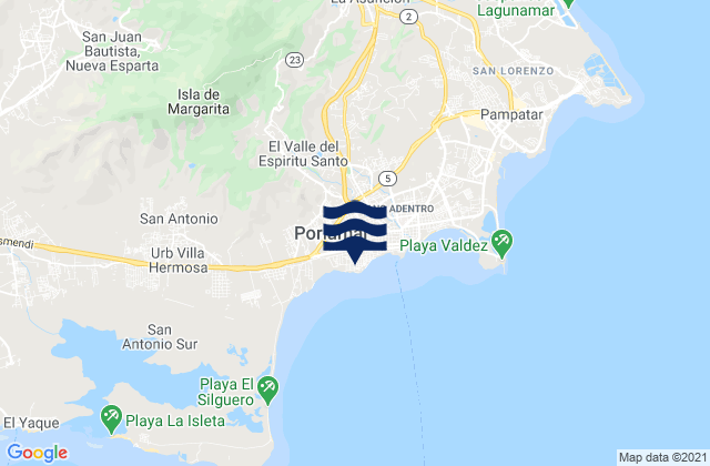 Los Cocos, Venezuela tide times map