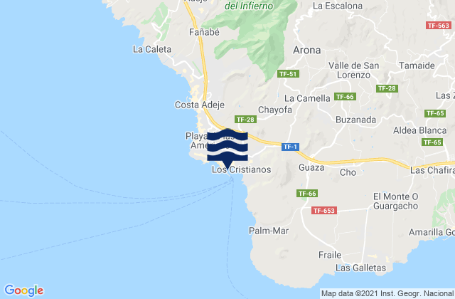 Los Cristianos (Tenerife), Spain tide times map