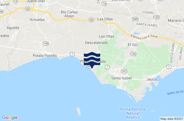 Los Llanos Barrio, Puerto Rico tide times map