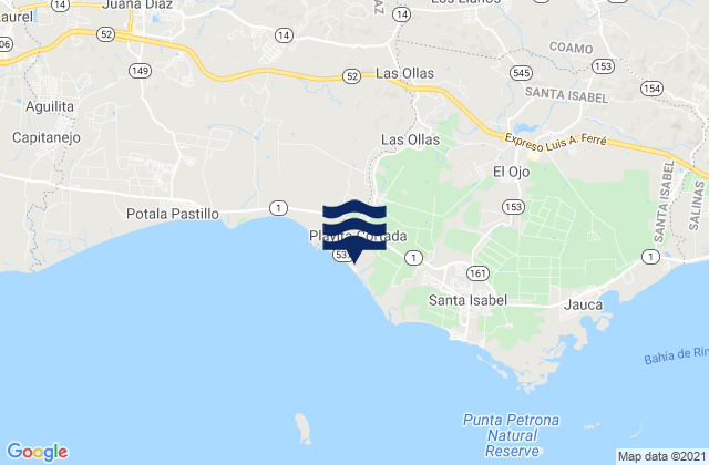 Los Llanos, Puerto Rico tide times map