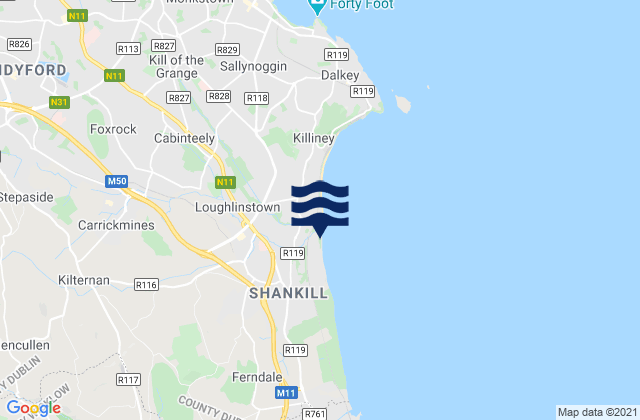 Loughlinstown, Ireland tide times map