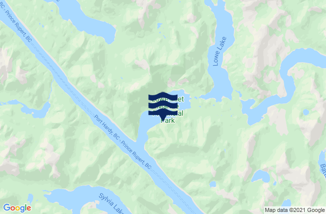 Lowe Inlet, Canada tide times map
