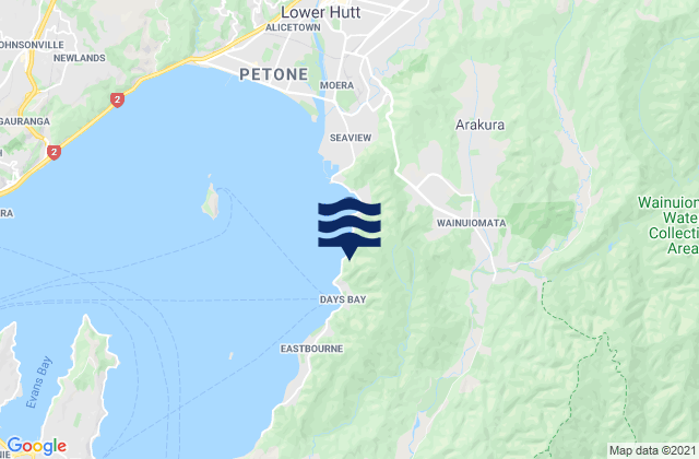 Lower Hutt City, New Zealand tide times map