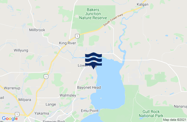 Lower King, Australia tide times map