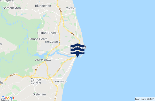 Lowestoft, United Kingdom tide times map