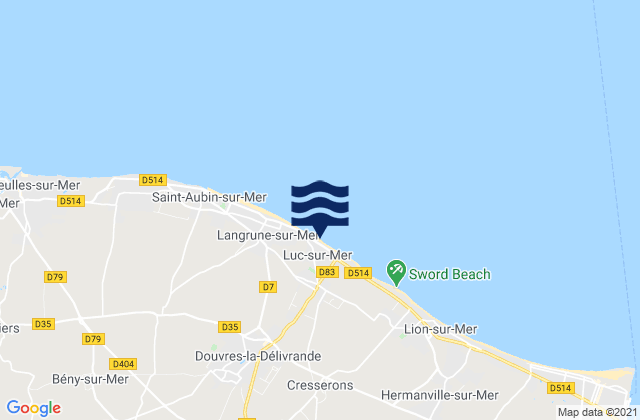 Luc Sur Mer, France tide times map