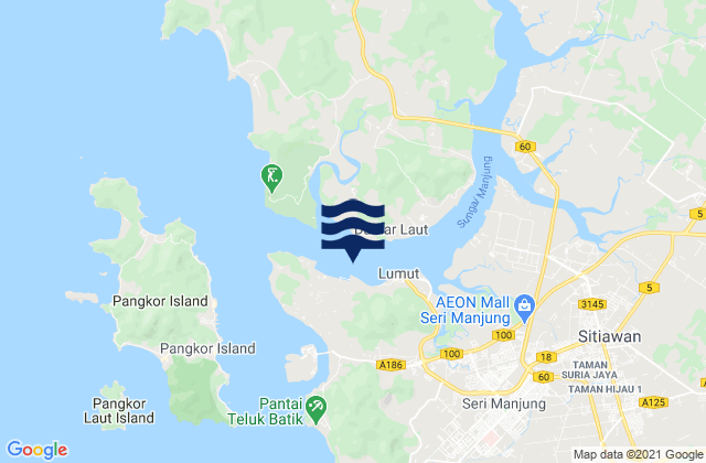 Lumut Dinding River, Malaysia tide times map