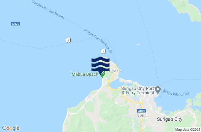 Mabua, Philippines tide times map