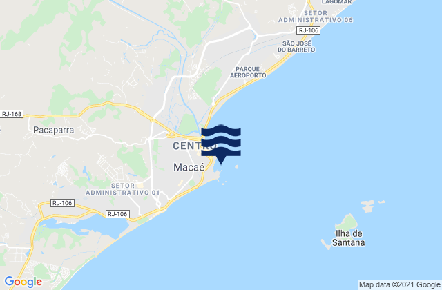 Macae (Imbitiba Bay), Brazil tide times map