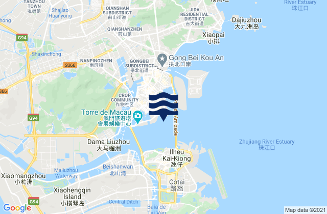 Macao tide times map