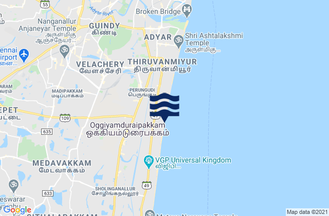 Madipakkam, India tide times map