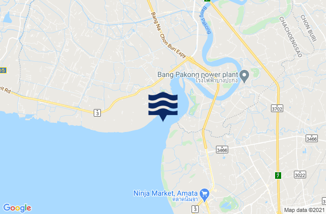 Mae Nam Bang Pakong, Thailand tide times map