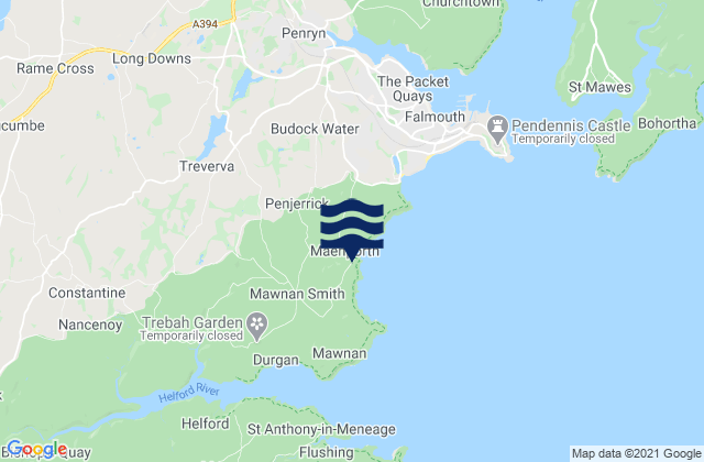 Maenporth Beach, United Kingdom tide times map