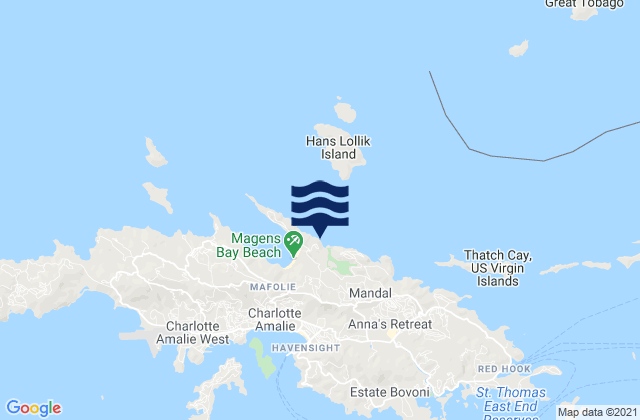 Magens Bay St. Thomas Island, U.S. Virgin Islands tide times map
