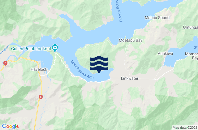 Mahakipawa Arm, New Zealand tide times map
