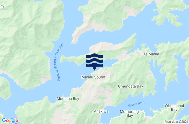 Mahau Sound, New Zealand tide times map