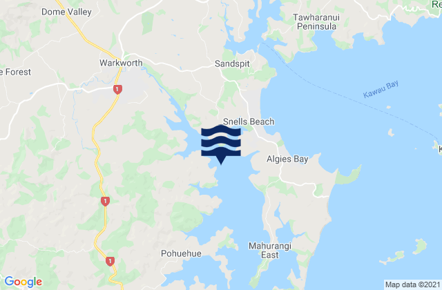 Mahurangi Harbour, New Zealand tide times map
