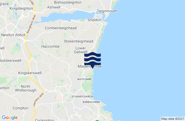 Maidencombe Beach, United Kingdom tide times map