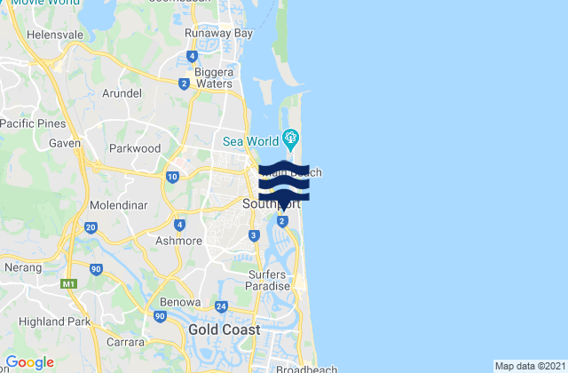 Main Beach, Australia tide times map