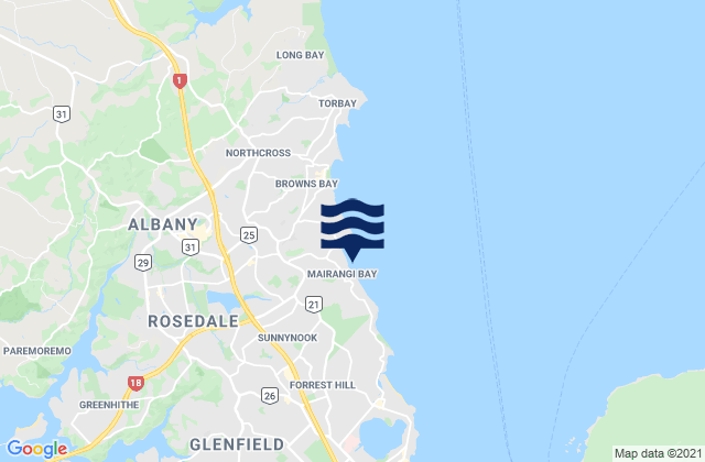 Mairangi Bay, New Zealand tide times map