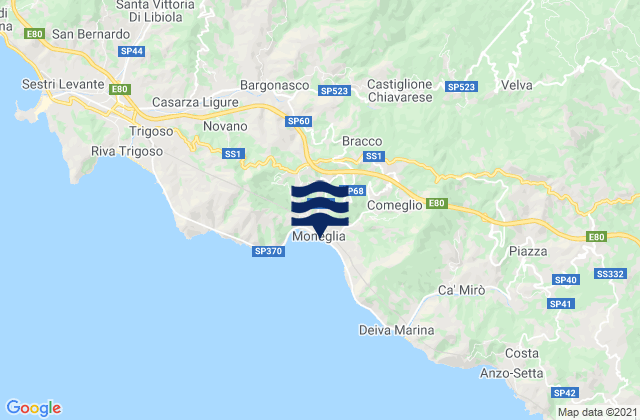 Maissana, Italy tide times map