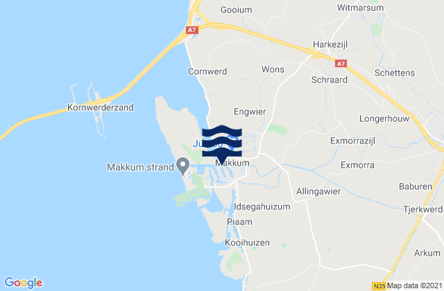 Makkum, Netherlands tide times map