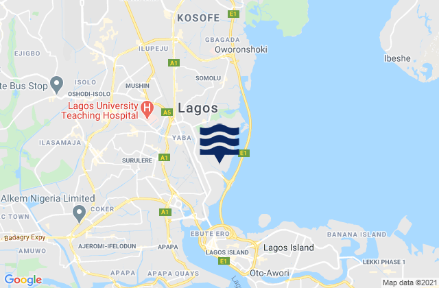Makoko, Nigeria tide times map