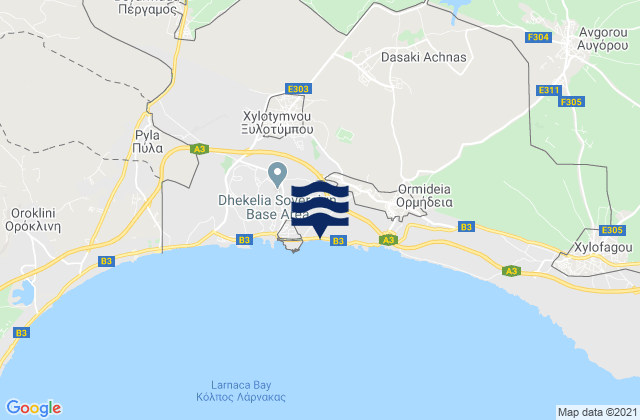 Makrasyka, Cyprus tide times map