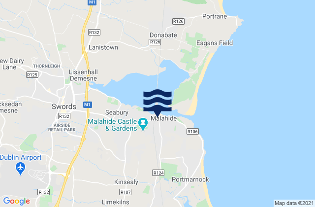Malahide, Ireland tide times map