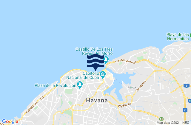Malecon, Cuba tide times map