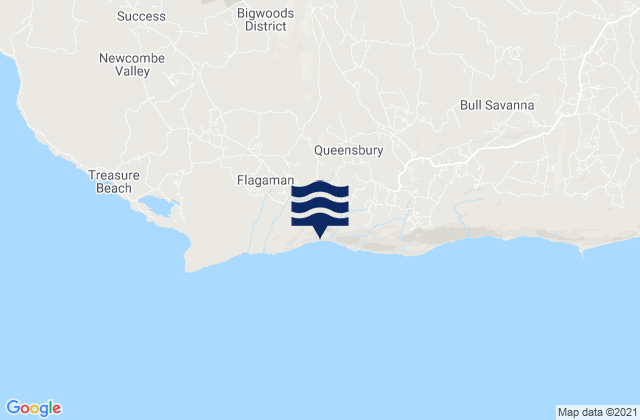 Malvern, Jamaica tide times map