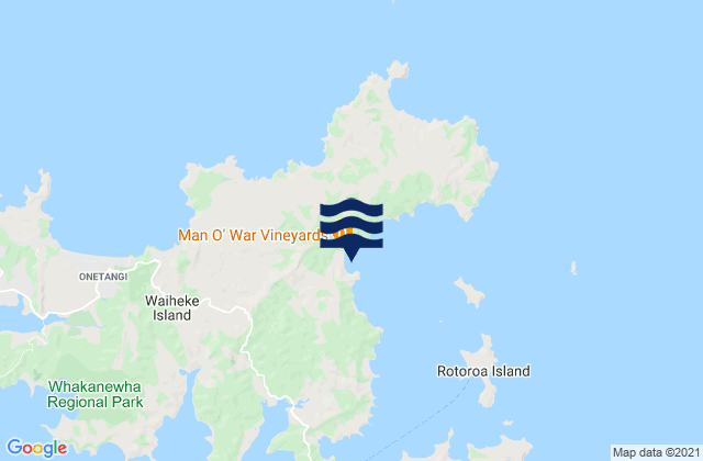 Man O' War Bay, New Zealand tide times map