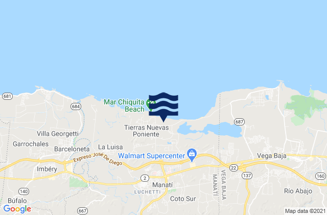 Manati Barrio-Pueblo, Puerto Rico tide times map