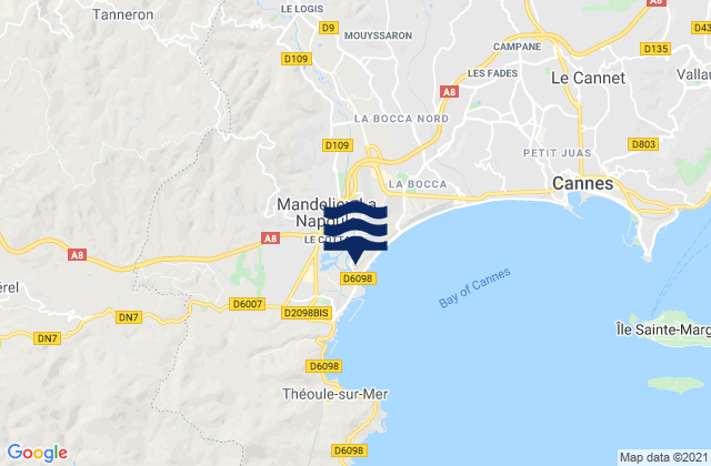 Mandelieu-la-Napoule, France tide times map