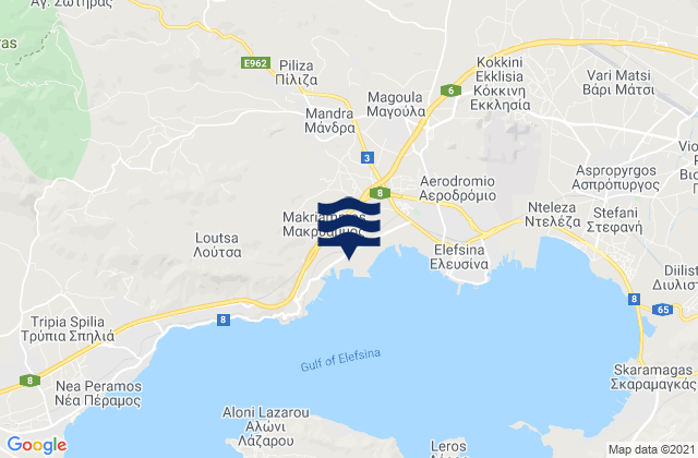 Mandra, Greece tide times map