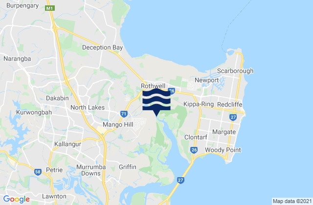 Mango Hill, Australia tide times map