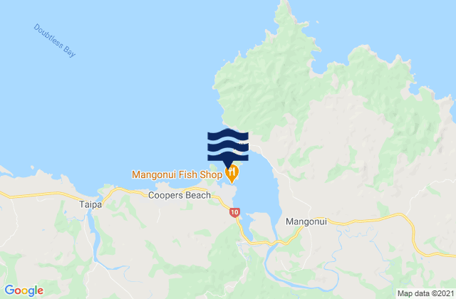 Mangonui, New Zealand tide times map