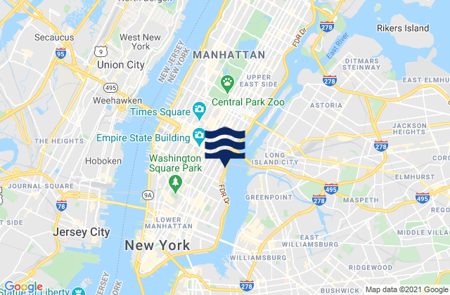 Manhattan 26th street, United States tide chart map