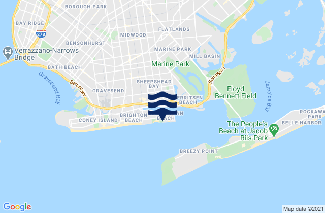 Manhattan Beach Brooklyn, United States tide chart map