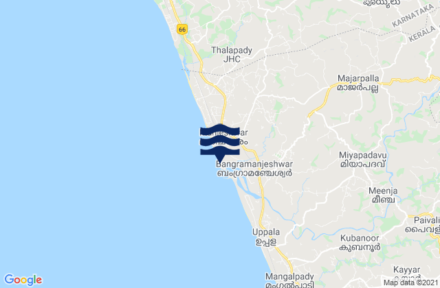 Manjeshvar, India tide times map