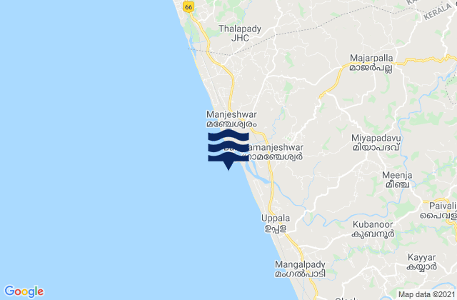 Manjeshwara, India tide times map