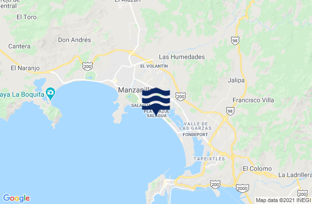 Manzanillo, Mexico tide times map