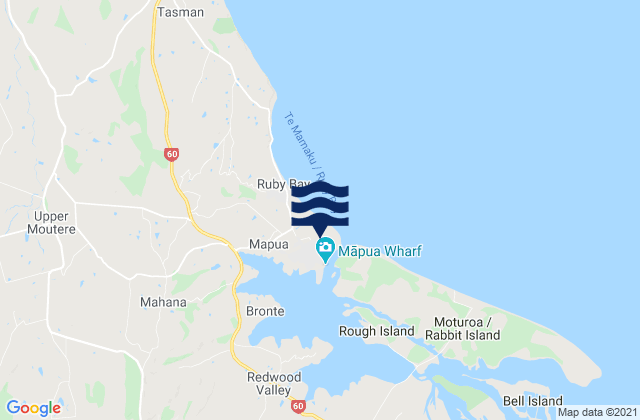 Mapua, New Zealand tide times map