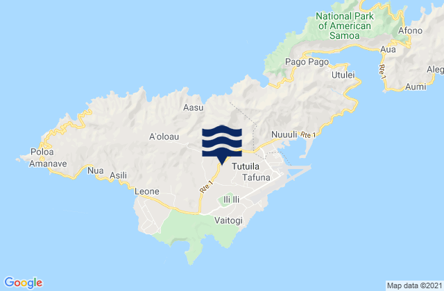 Mapusagafou, American Samoa tide times map